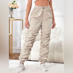 SHEIN ruched side stacked pants